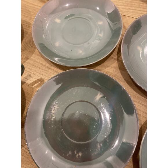 Lusterware Tea Set For 5 - Teapot, Sugar, Creamer, Cups & Saucers Japan Aqua - Picture 15 of 16